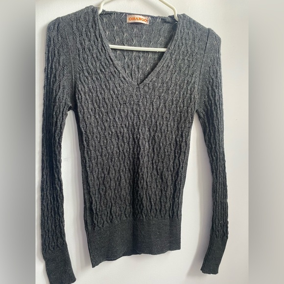 Sweaters - Women's Dark Gray Cable-Knit V-Neck Sweater